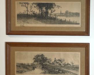 Pair of Etchings signed Alfred Hopkins & Charles Gondel