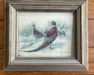 Pheasant in Snowy Landscape Print by James R. Smith