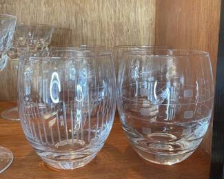 Stemless Wine Glasses with Etched Designs