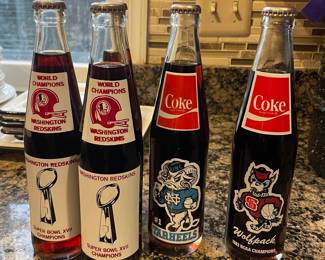 Vtg Washington Redskins Super Bowl & NC State NCAA Champions Coca-Cola Bottles