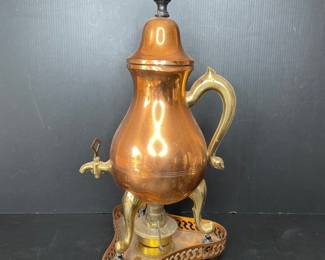 Vintage Copper Samovar with Brass Accents