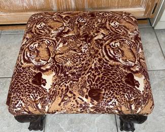 Animal Print Upholstered Footstool 