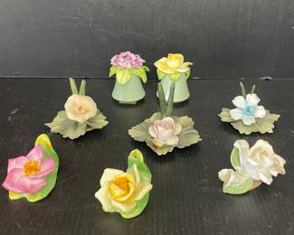 Vintage Porcelain Floral Figurines & Salt/Pepper set