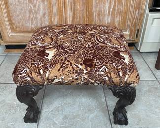 Animal Print Upholstered Footstool