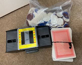Automatic Card Shuffler with Poker Chips and Playing Cards