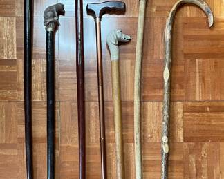 Vintage Carved Animal and Figural Walking Canes