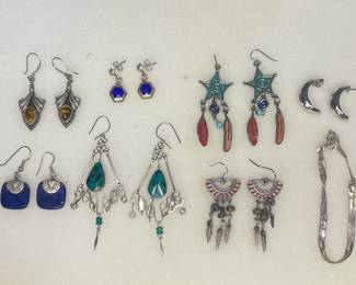 Boho style earrings some sterling silver & natural  stone 