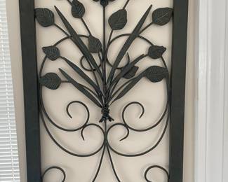 Wrought Iron Wall Art with Floral Motif