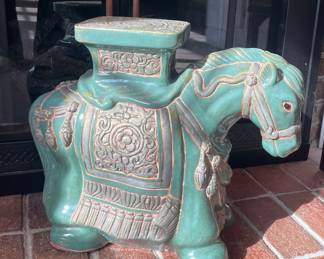 Glazed Ceramic Horse Garden Seat