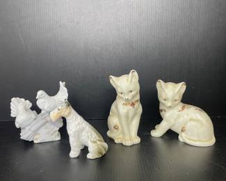 Vintage Baum Bros Formalities Cats & Berlin stamped Dog & Bird figurines