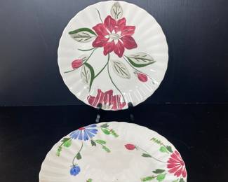 Blue Ridge Southern Potteries Hand-Painted Poinsettia Plates
