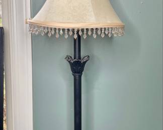 Traditional Table Lamp with Beaded Chandelier Shade