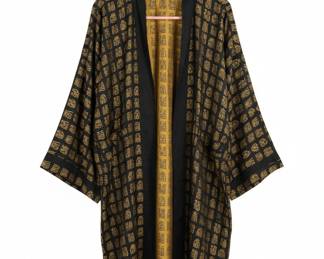 Vintage Chinese Silk Robe Character Print