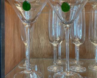 Martini Glasses with Green Olive Embellishment