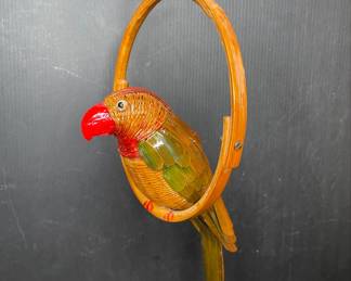 Vintage Hanging Rattan Parrot 
