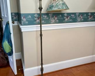 Brass "Hunting Scene" Bridge Floor Lamp
