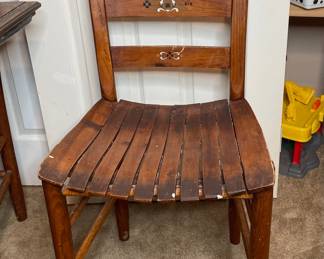 Vintage Hand-Painted Ladderback Wooden Chair