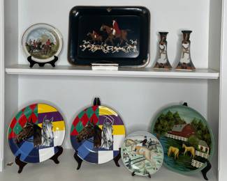 Equestrian Themed Decorative Plates and Tray Set