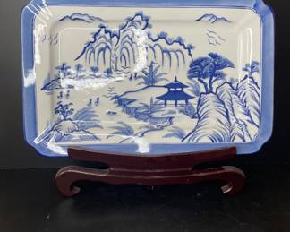 Bombay Blue and White Porcelain Landscape Tray