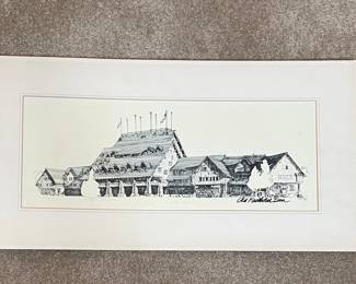 Old Faithful Inn Pen and Ink Drawing