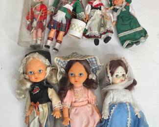 Collection of Vintage International Souvenir Dolls