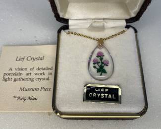 Kelly Waters Lief Crystal teardrop pendant necklace vtg