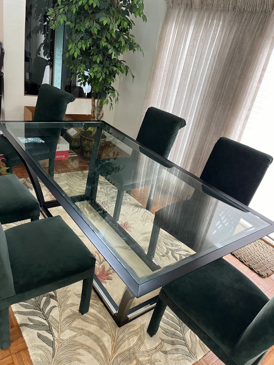 Dining table with 6 chairs. $1,500 or Best Offer.   82x43x30H.  