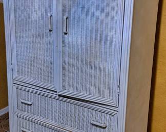 White Wicker Office or Storage Armoir - Hide all your stuff