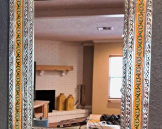 Gold Lg Talavera Tin Mirror Mexico