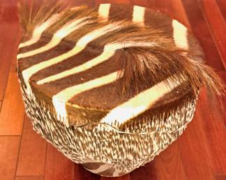 Zebra Skin - hand Drum - Africa 1960s - Bet none of you friends have one of these