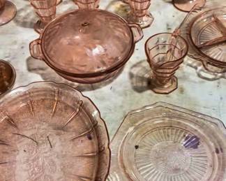 Depression Era Pink glassware - Poinsettia pattern