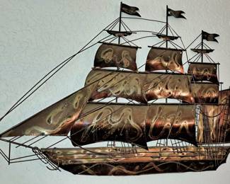 Metal Ship - 1970-80's - Really cool piece - wall decor