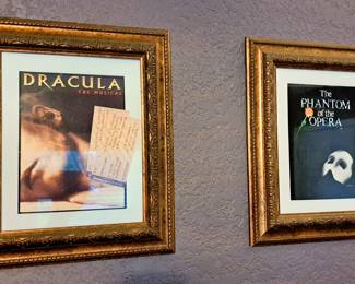 Set of 2 Manhattan Broadway Play Art - Framed and Matted including 2 spent tickets to Dracula