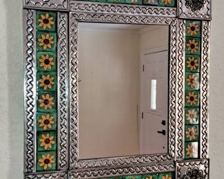 Daisy Med Talavera Tin Tile Mirror