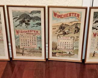 6 Framed 1895-1900 Winchester Calendars - Really Cool for Gun room or Den
