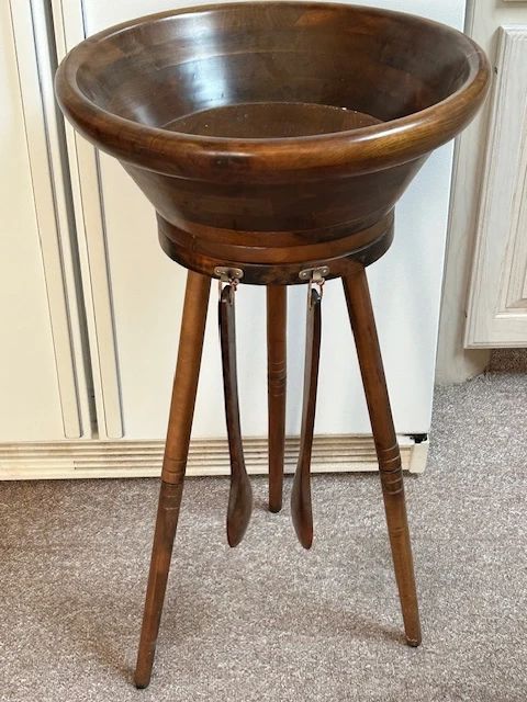 Antique tableside standing salad bowl.