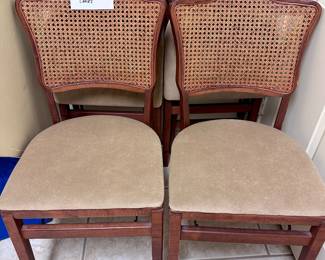 Set of Four Stakmore Cane Back Folding Chairs