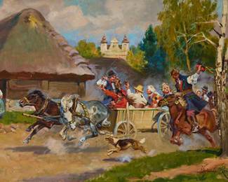 2030
Wojciech Adalbert Kossak
(1856-1942)
Wedding caravan, 1923
Oil on canvas
Signed and dated lower right: Wojciech Kossak / 1923
27" H x 39.5" W
Estimate: $10,000 - $15,000