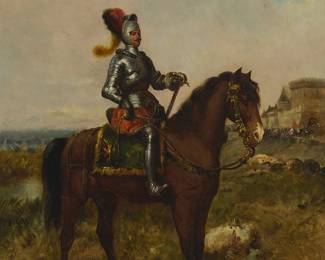 2118
Cesare Auguste Detti
(1847-1914)
"Captain of the Guard," 1881
Oil on panel
Signed and dated lower right: C. Detti / 81'; titled on the frame plaque
24.25" H x 18" W
Estimate: $800 - $1,200
