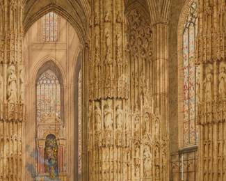 2127
Heinrich Hermann Schafer
(1815-1884)
"Burgos Cathedral - Spain"
Watercolor on paper
Signed and titled lower right: H. Schafer
Sight: 24.25" H x 17.75" W
Estimate: $500 - $700