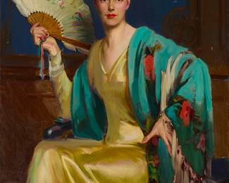 2012
DeWitt McClellan Lockman
(1870-1957)
"Constance Eastman," 1944
Oil on canvas laid to canvas
With the faintly incised signature and date lower right: Dewitt Lockman / 1944; titled on the frame plaque
50" H x 40" W
Estimate: $1,000 - $1,500