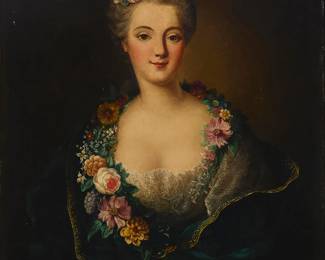 2022
In the manner of Antoine Vestier
(1740-1824)
Portrait of the Marquise de Mézières
Oil on canvas
Unsigned; titled and with the artist attribution inscribed on a label affixed to the frame's verso: Marquise Mezieres / Antoine Vestier / [indistinct initials], all presumably in another hand
33" H x 25.5" W
Estimate: $700 - $900