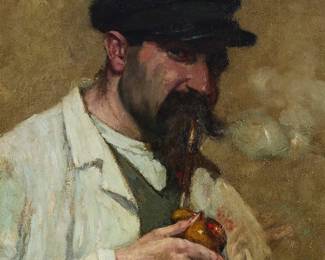2098
Willem Maris
(1844-1910)
Portrait of a man with pipe
Oil on panel
Signed lower right: Willem Maris
24.5" H x 19" W
Estimate: $800 - $1,200