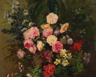 2035
Eugene Petit
(1839-1933)
Still life with flowers
Oil on canvas laid to canvas
Signed lower right: E. Petit.
36.25" H x 28.25" W
Estimate: $400 - $600