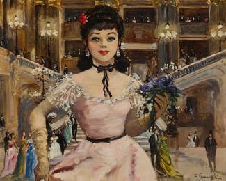 2011
François Gerome
(b. 1895-n.d.)
Opera night
Oil on canvas
Signed and inscribed in the lower right corner: F. Gerome Paris / l'Opera
20" H x 24" W
Estimate: $300 - $500