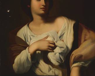 2187
After Francesco Guarino
(1611-1654)
"Saint Agatha"
Oil on canvas laid to canvas
Unsigned
32.5" H x 27.5" W
Estimate: $1,000 - $1,500