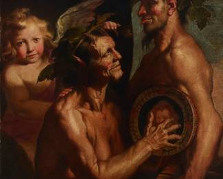 2144
After Johann Carl Loth
(1632-1998)
A Nymph and Satyr
Oil on canvas laid to canvas
Unsigned
50.5" H x 41.75" W
Estimate: $2,000 - $3,000