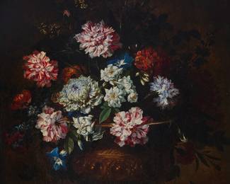 2171
Peter Hardimé
(1677-1758)
Floral still life
Oil on canvas laid to canvas
Unsigned
28.75" H x 23.25" W
Estimate: $800 - $1,200