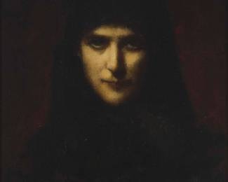 2150
Jean-Jacques Henner
(1829-1905)
"Piercing Gaze"
Oil on canvas laid to canvas
Signed upper left: JJ Henner; titled on a label affixed to the frame's verso
18" H x 13" W
Estimate: $2,000 - $3,000
