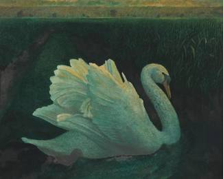 2038
James Lynch
(b. 1956)
"Swan on the Levels," 2001
Tempera on board
Signed and dated lower right: J. Lynch / 01; signed again and titled on the frame's backing board
Sight: 36" H x 36" W
Estimate: $3,000 - $5,000